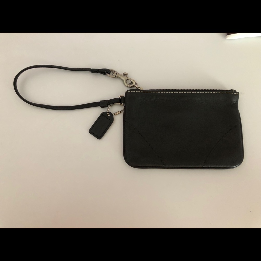 Black leather Coach wristlet